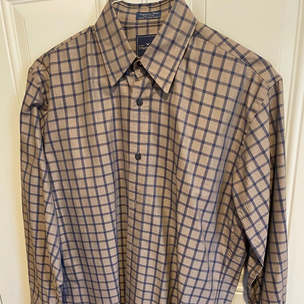 Faconnable Tan and Blue long sleeve